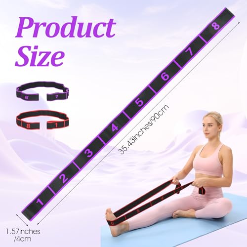 2 Pcs Fitness Resistance Band for Stretching and Yoga, Number Stretch Resistance Band with Clear Markings, 8-Section Elastic Training Bands for Full Body Stretching Shaping