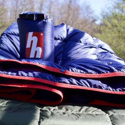 Horizon Hound Down Camping Blanket 650 Fill Power - Ultralight Backpacking Quilt (1lb 6oz) Warm & Water-Resistant 20D Nylon Shell for Outdoors, Camping, Hiking, Travel, & Stadium - Packable - color: Midnight Blue