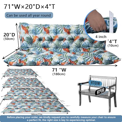 Porch Swing Cushion Three Seat Waterproof, Summer, 40x70in - color: Summer, size: 40x70in