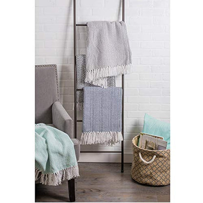 DII Herringbone Striped Collection Cotton Throw Blanket, 50x60, Nautical Blue - color: Nautical Blue, size: 50x60"
