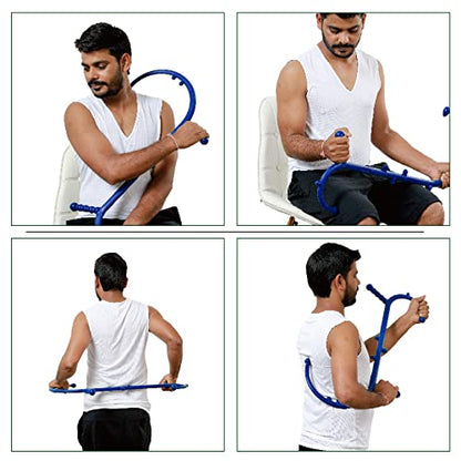 Shrdaepe Massage Trigger Point Cane, Body Deep Tissue, Handheld Back, Neck, Shoulder, Leg and Feet Massager Rod, Muscle Release Tool Self Massage Hook Cane Gifts for Women & Men, Blue - color: Blue