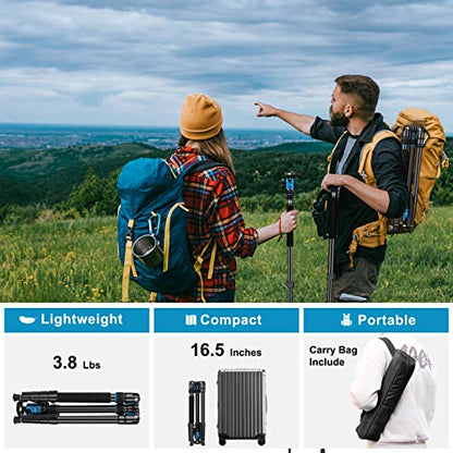 JOILCAN 81" Tripod for Camera Phone, 83" Aluminum Camera Tripod Monopod | Tall DSLR Tripod with 360°Ball Head, Heavy Duty Travel Tripod for Binoculars Spotting Scope Telescope, Payload 35lb - color: Blue
