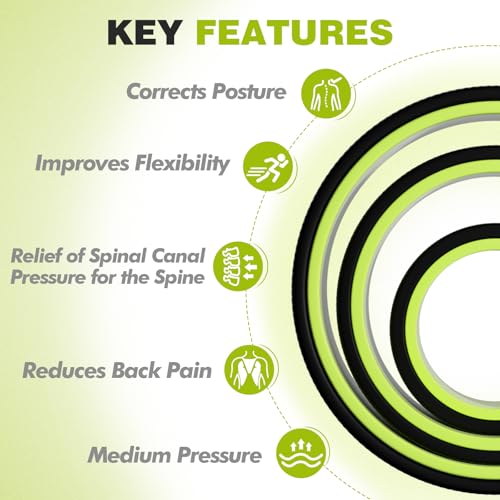 Back Roller Wheel - 3 Pack Yoga Foam Roller for Physical Therapy & Back Stretcher, Deep Tissue Massage for Pain Relief & Stretching | Green. - color: Green and Black