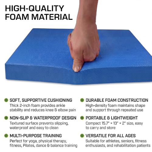 Stability Trainer Pad - Foam Balance Exercise Pad Cushion for Therapy, Yoga, Dancing Balance Training, Pilates,and Fitness (Blue)