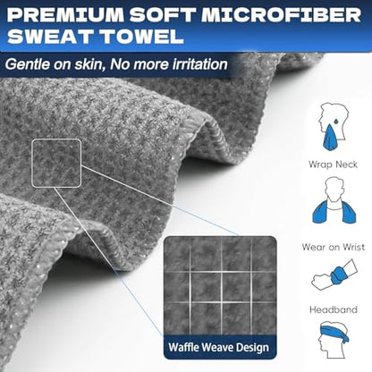 Microfiber Gym Towels for Working Out, Quickly Dry Yoga Towels for Men & Women Tennis, 16 Inch x 27 Inch, 6 Pack, Grey - color: Grey
