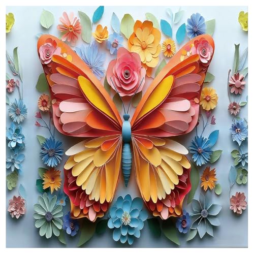 hkejoi Butterfly Diamond Art Kits for Adults, Butterfly Diamond Painting Kits for Adults Beginners, 5d Full Drill Gem Art Kits DIY Crafts for Home Decor Gift 14x14 in - color: Style 58