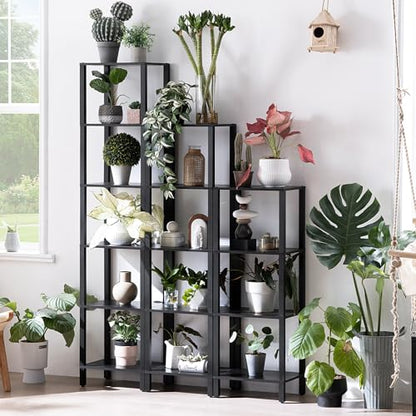 YUFAM 5 Tier Tall Narrow Bookshelf, Skinny Bookcase, Wooden Shelf, Black - color: Black, size: 5-Tier