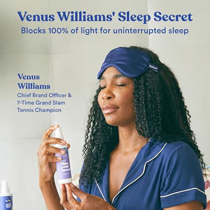 ASUTRA Silk Eye Pillow for Sleep, Navy - Filled w/Lavender Buds (One Size) - color: Navy
