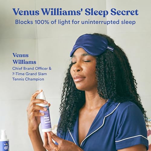 ASUTRA Silk Eye Pillow for Sleep, Navy - Filled w/Lavender Buds (One Size) - color: Navy