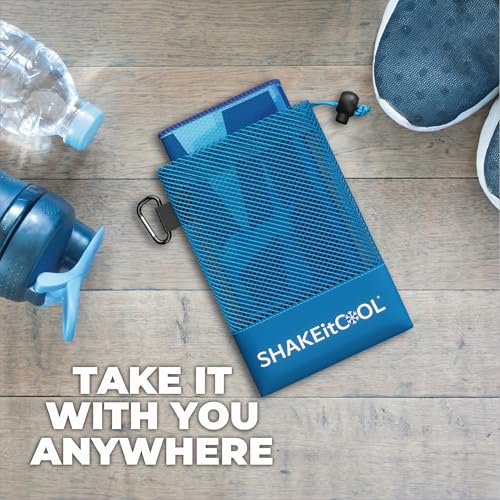 SHAKEitCOOL Original Cooling Towel – Soft, Lightweight, Heat Relief – Perfect for Biking, Running, Yoga, Gym, Gardening – DeepDive - color: Deepdive
