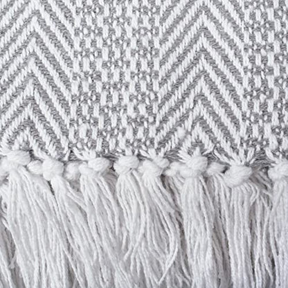 DII Herringbone Striped Collection Cotton Throw Blanket, 50x60, Gray - color: Gray, size: 50x60"