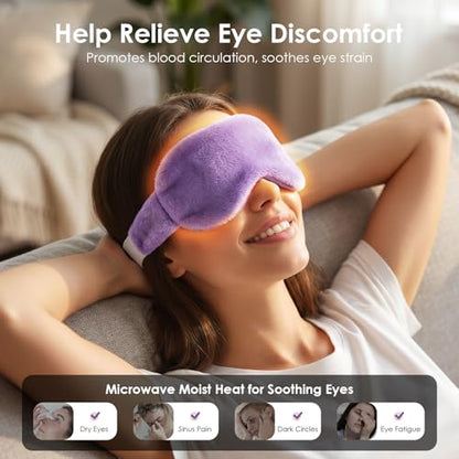 MORLIDEN Heated Eye Mask for Dry Eyes & Stye - Microwavable Warm Compress | For Blepharitis, Chalazion, MGD-Lightweight, No Heavy Pressure-Reusable Moist Heat Mask with Natural Flaxseed (Lavender) - color: Lavender