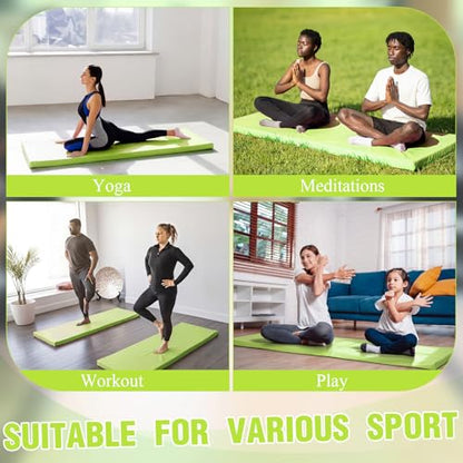 Lyrow 2 Inch Thick Yoga Mat 72x24 with Carry Strap Foam - color: Fresh Green