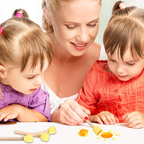 Outus 40 Pieces Round Sponge Foam Brush Set Paint Sponge Daubers with Wooden Handle Foam Stencil Brush Painting Tools for Kids Painting Crafts(0.8 Inch) - size: 0.8 Inch
