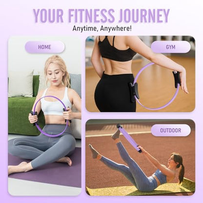 JKSHMYT Pilates Ring Fitness Circle for Women, Pilates Equipment – 14.5" Home Magic Exercise Workout, Better me Pilates Essentials Starter Set for Beginners Toning Shape Full Body