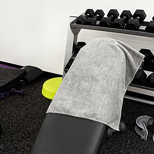 Eurow Microfiber Gym Towels, Super Absorbent & Quick Drying Sweat Towels for Fitness, Sports, Yoga, Workout, Sauna, Face & Equipment, Soft & Reusable,16x27 Inches, 6-Pack, Gray