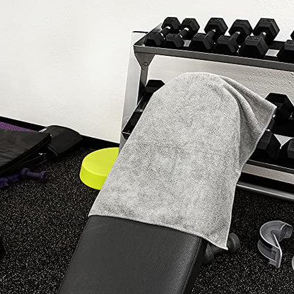 Eurow Microfiber Gym Towels, Super Absorbent & Quick Drying Sweat Towels for Fitness, Sports, Yoga, Workout, Sauna, Face & Equipment, Soft & Reusable,16x27 Inches, 6-Pack, Gray