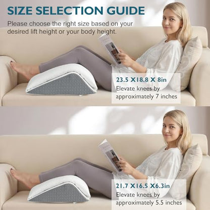 Shinnwa Knee Wedge Pillow, Patented Convertible Knee Pillow for Back Sleeping, Dual-Layer Memory Foam Triangle Pillow for Legs Post Surgery, Knee Support, Leg Elevation, Back Pain Relief - size: 23.5” x 18.8” x 8”