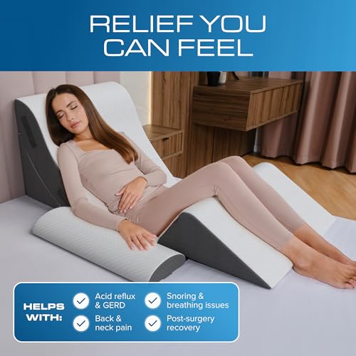 Kolbs 4pcs Orthopedic Bed Wedge Pillow Set | Stylish Chic Plush Velvet Cover | Post Surgery Body Pillow, Wedge Pillows For Sleeping | Acid Reflux and Gerd Wedge Pillow For Sleeping (4 Piece Wedge Set) - size: 4 Piece Wedge Set - Grey