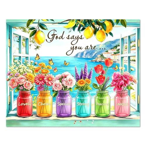 WULINHUAFA Inspirational Paint by Numbers Adults Beginner 16x20 Inch | Scenery and Flowers Adult Paint by Number Kits, DIY Acrylic Oil Painting by Numbers for Gifts Home Wall Decor Without Frame - color: Window