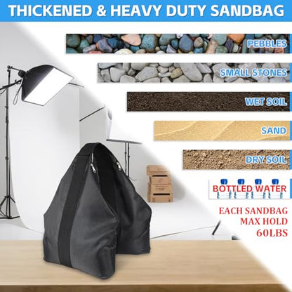 120LBS Large Sandbags Tripod Weights for Photography Set of 2, 1680D Oxford