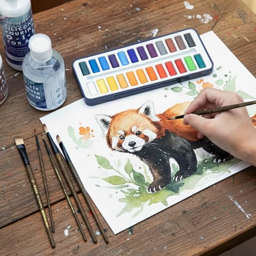 Falling in Art 6 Pcs Professional Watercolor Paint Brush Set, Brown | Artist Brushes with Round, Flat, Filbert, Dagger for Acrylic and Gouache Painting - color: Brown