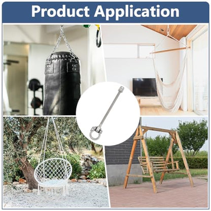 WADORN 2Pcs Swing Hangers Heavy Duty Swing Hanger Kit with Shackle Stainless Steel Swings Hangers 9.45 Inch Length for Yoga Swings Hammock Porch Treehouse Attachment Hardware Mounting