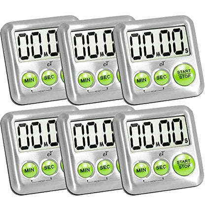 Elegant Digital Kitchen Timer Stainless Steel - Loud Alarm - Model Lime - color: Lime 6-pack