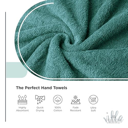 Villa Celestia 12-Piece 100% Cotton Towel Set, 4 Bath Towels, 4 Hand Towels, 4 Wash Cloth, Quick-Dry, Teal - color: Teal, size: Towel Set - Pack of 12