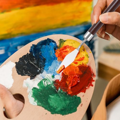 Palette Knife, Stainless Steel Painting Knife with Wood Handle, Metal Artist Knife for Oil, Canvas, Acrylic Painting, Flexible Spatula Pallet Knife for Color Mixing,Spreading 02 - color: Palette Knife 02