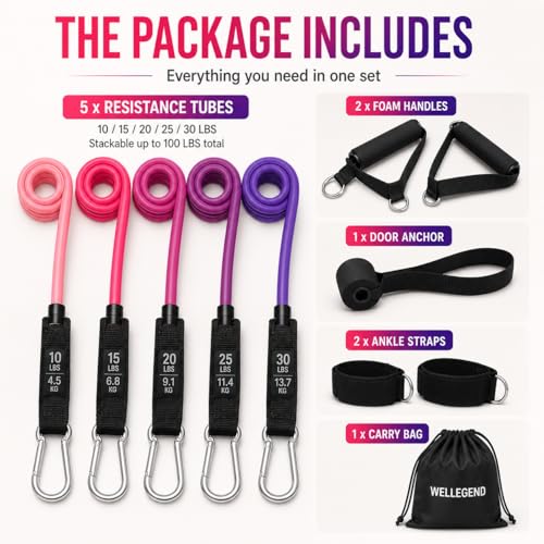 WELLEGEND Resistance Bands Set with Complete Workout Accessories