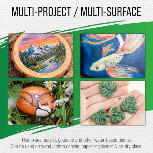 U.S. Art Supply 8 oz Acrylic Sealer, High Gloss Varnish for Acrylic Painting - Non-Yellowing, Clear Coat Protective Finish with UV Protection for Paint - size: 8-ounces