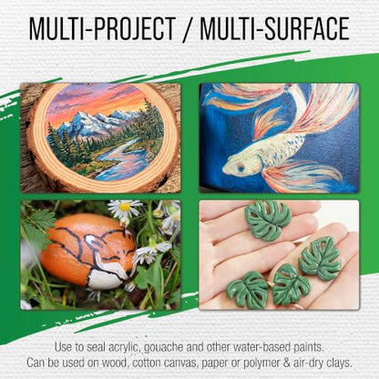 U.S. Art Supply 8 oz Acrylic Sealer, High Gloss Varnish for Acrylic Painting - Non-Yellowing, Clear Coat Protective Finish with UV Protection for Paint - size: 8-ounces