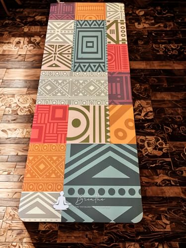 Breathe Yoga Vibrant Vinyasa Premium Yoga Mat Natural Rubber and PU Material, 72 x 27 inches, Non-Slip, Extra Wide Generous thickness for True Alignment, Anti-Skid Grip Eco-Conscious Materials (EVA) For yoga, Pilates, HIIT, strength training, and more. A