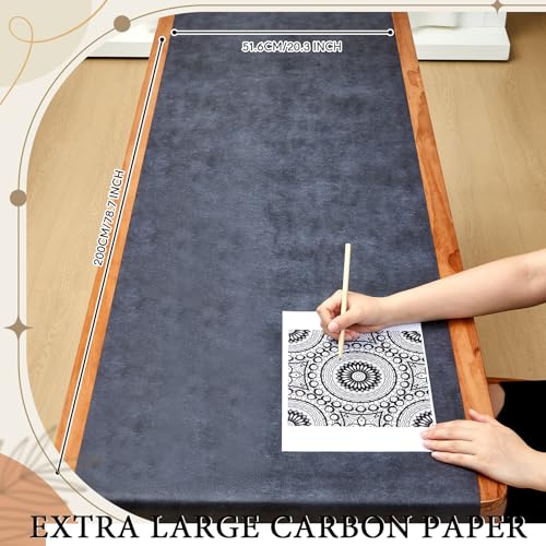 Dinifee 5 Sheets Large Carbon Paper for Tracing 20.3 x 78.7 Inch Graphite Transfer Paper Waxed Carbon Transfer Paper for Wood, Paper, Canvas, Woodworking Patterns, Fabric, Sketch Drawing, Black - size: 20.3 x 78.7 Inch