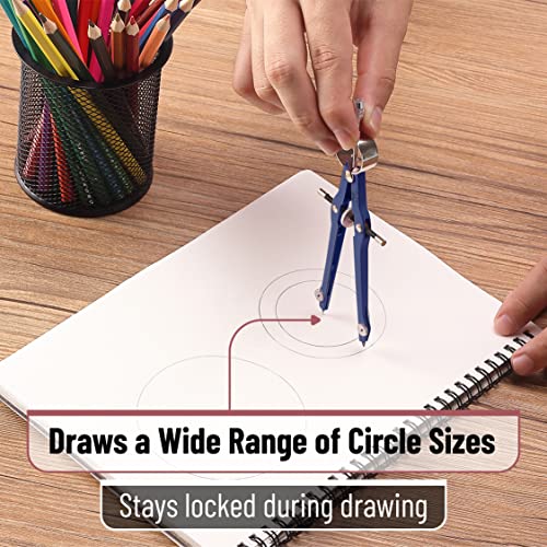 Mr. Pen- Professional Compass for Geometry, Extra Lead | Metal Compass Drawing Tool for Students, Drafting and Engineering, Technical Drawings, Circles and Geometry Projects - color: Blue