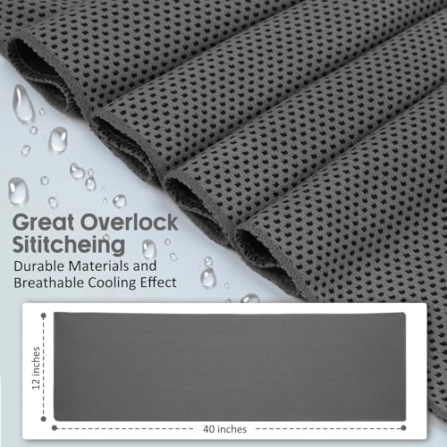 Cooling Towels 40 Pack, 40"x12" Bulk Cold Towels for Hot Weather, Cool Gym Towel for Neck & Face, Cooling Rags with Carry Bag for Sports, Workout, Golf, Camping, Travel - color: 40darkgrey