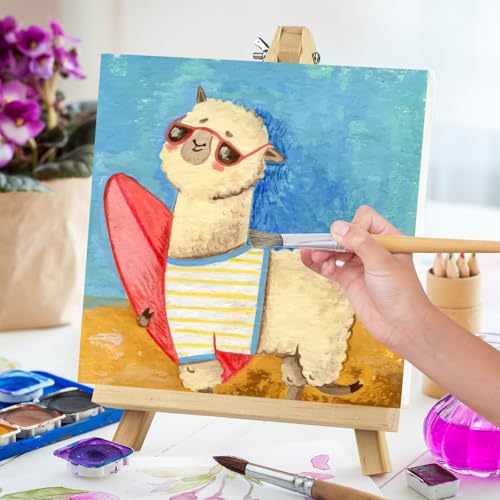 4 Pack 9 Inch Wooden Easel Stand, Portable A-Frame Tabletop Display Easel for Painting, Canvas, Signs,Photos, Art Easel for Kids, Students, Beginners（Need Assemble）
