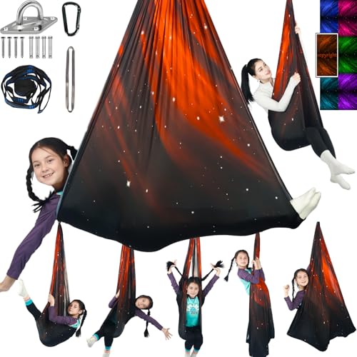 Sensory Swing for Kids Holds 300lbs Therapy Cuddle Hammock Chair - color: Space Brown