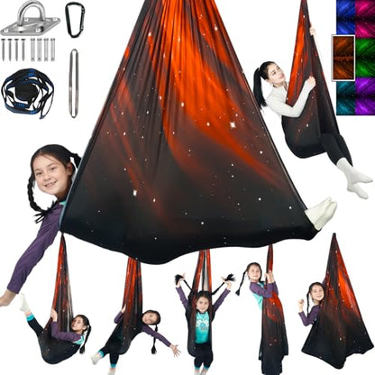 Sensory Swing for Kids Holds 300lbs Therapy Cuddle Hammock Chair - color: Space Brown