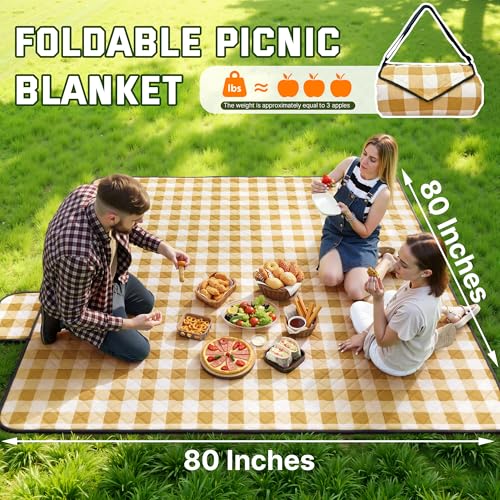 TigeJoy Extra Large Picnic Blanket Waterproof Beach Blanket 80''x100'' - color: Yellow, size: 8'4" x 6'8" (Rectangular)