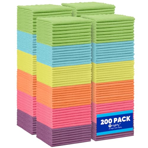 Orighty Microfiber Cleaning Cloth Bulk, 200 Pack Cleaning Rags, 12 x 11 in - color: Multicolor, size: Pack of 200