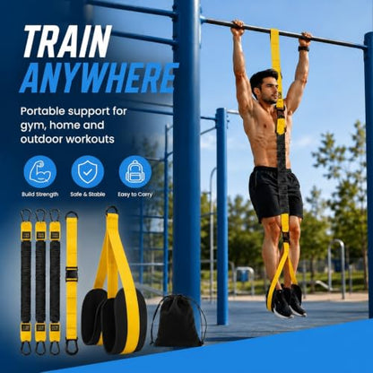 Pull Up Assistance Bands 75Ibs, Heavy Resistance Bands for Pull Ups with Adjustable Foot Rest, Exercise Bands for Strength Training, Workout Bands for Home Gym Fitness Equipment. (Yellow)