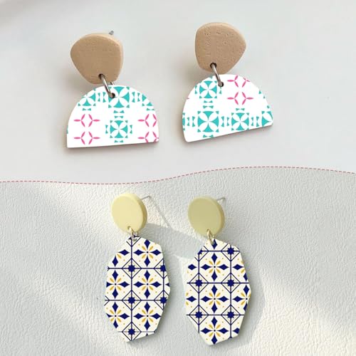 8Pcs Retro Floral Transfer Paper for Earrings & Polymer Clay, Symmetrical Flower Pattern Design Water Soluble Transfer Sheet for Polymer Clay DIY Art Crafts Jewelry Earrings Making Supplies 5.82X3.9in