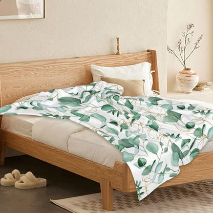 Sage Green Plants Blanket, Botanical Soft Lightweight Throw Blanket for Sofa Couch Bed Room 50x60 inch - color: Sage Green Plants