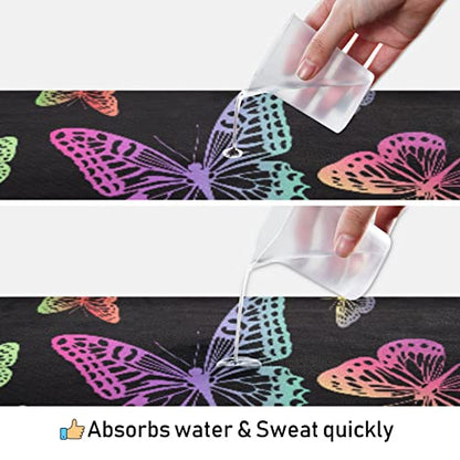 Yoga Mat Towel Colorful Butterfly, 73" x 27" - color: Colorful Butterfly