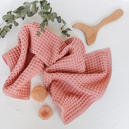 sea me at home Waffle Hand Towel – 100% Turkish Cotton, Quick-Dry, Soft and Absorbent Bathroom Towel (Powder Pink) - color: Powder Pink, size: Hand Towel (1 Piece)