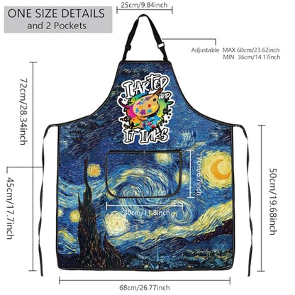 MBMSO Painting Artist Apron with Pockets Artist Painter Gifts Art Lover Gift for Art Teacher Student Painter Apron Waterproof - color: Night Apron-b