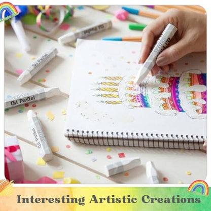 48 Pcs White Soft Oil Pastels Bulk Artists Oil Crayons Single Color Hexagonal Creamy Pastel for Artists Beginners Painting Drawing Relaxing Blending - color: White