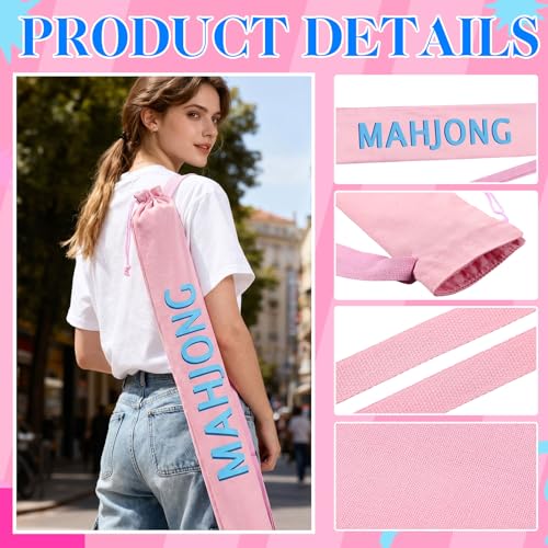 34 Inch Mahjong Mat Bag Storage Holder,Pink,Cute - color: Pink, style: Cute